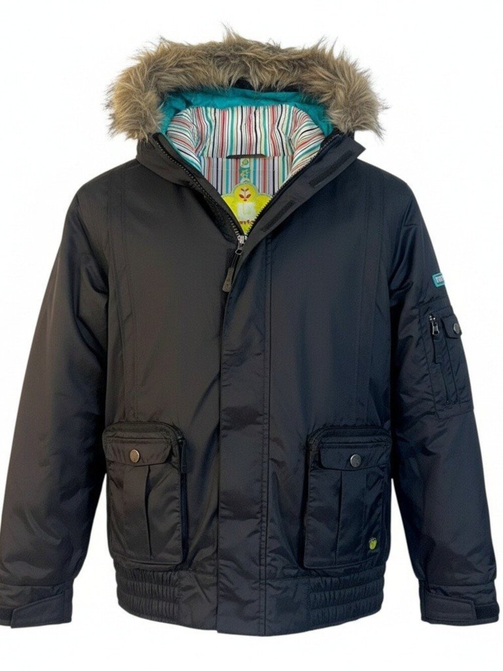 Burton Girls XL 14/16 Black Snowboard Coat Hooded Bomber Jacket Skiing Outerwear